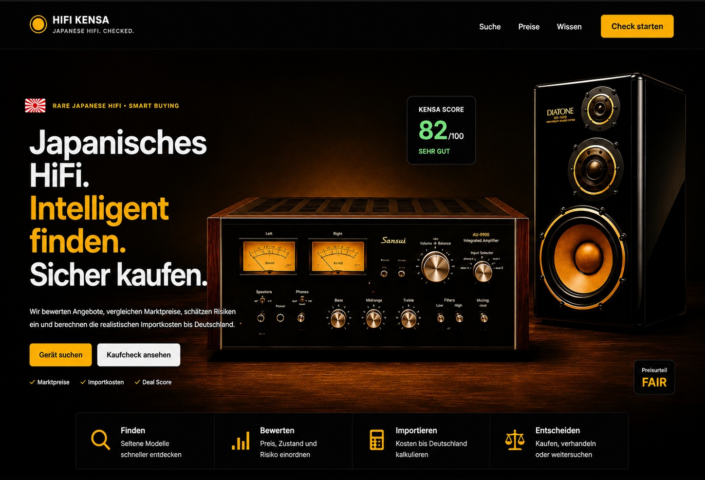HIFI KENSA mit Sansui Verstärker und Diatone Lautsprecher
